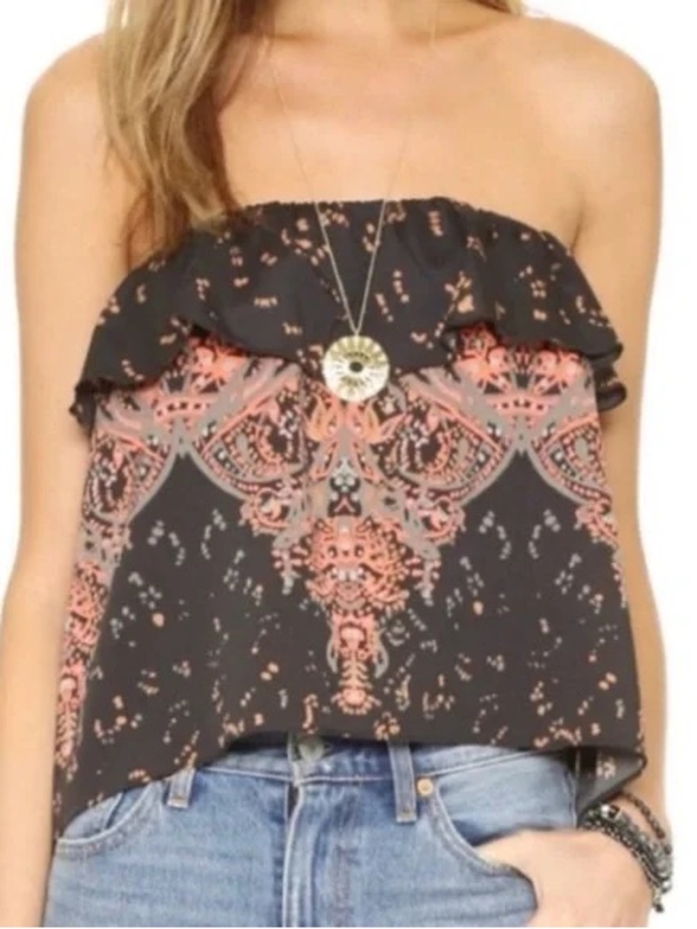 [Intimately by| Free People Paisley Print Strapless Shirt - Picture 4 of 9